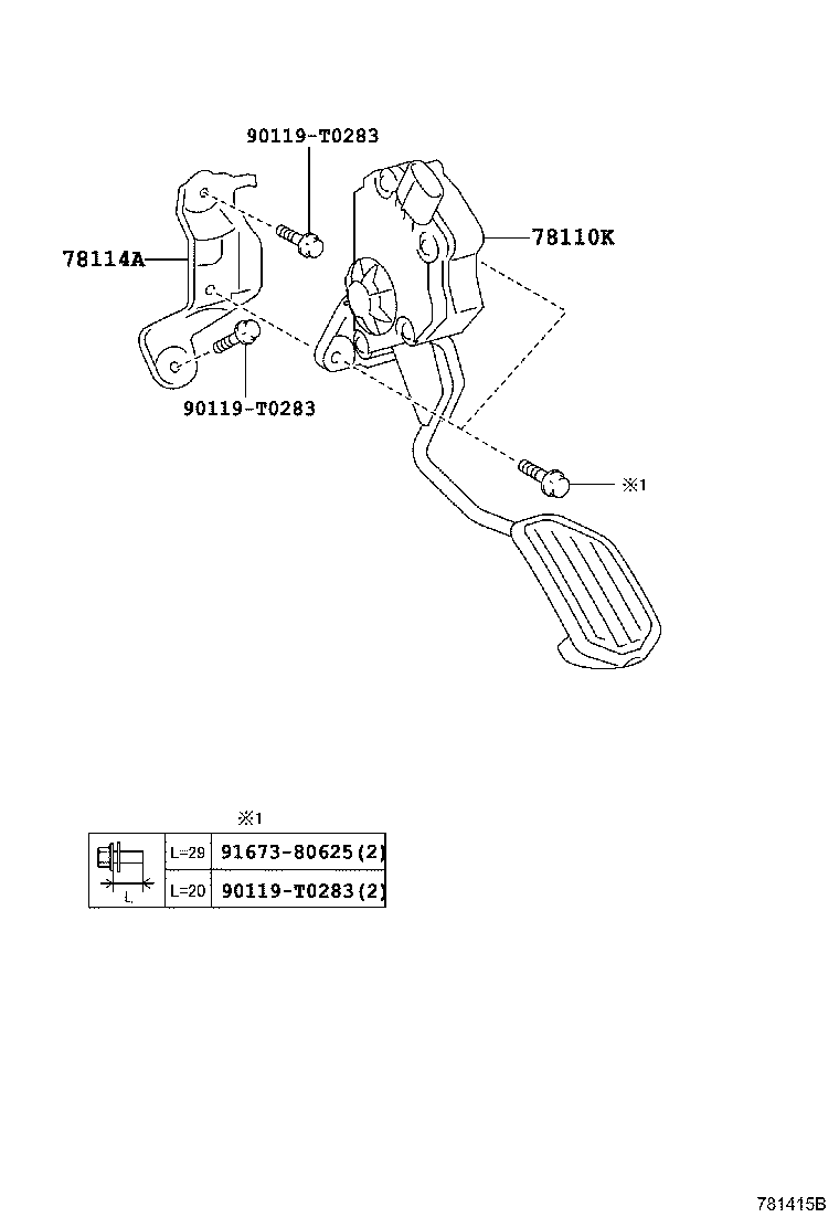 Toyota 78110-0D130 SENSOR ASSY, ACCELERATOR PEDAL