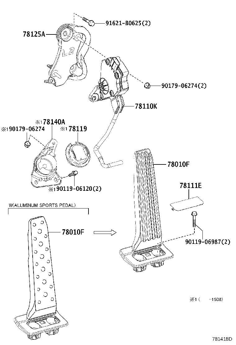 78124-30131 BRACKET, ACCELERATOR PEDAL ROD product image