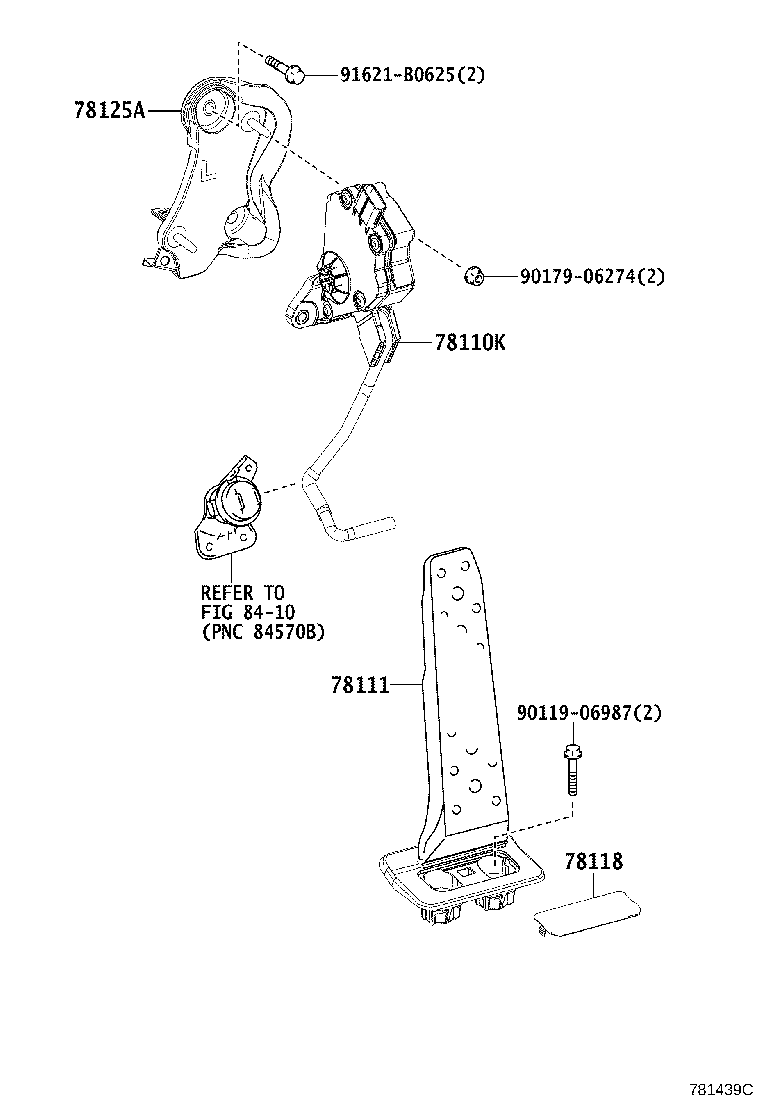 78124-30130 BRACKET, ACCELERATOR PEDAL ROD product image