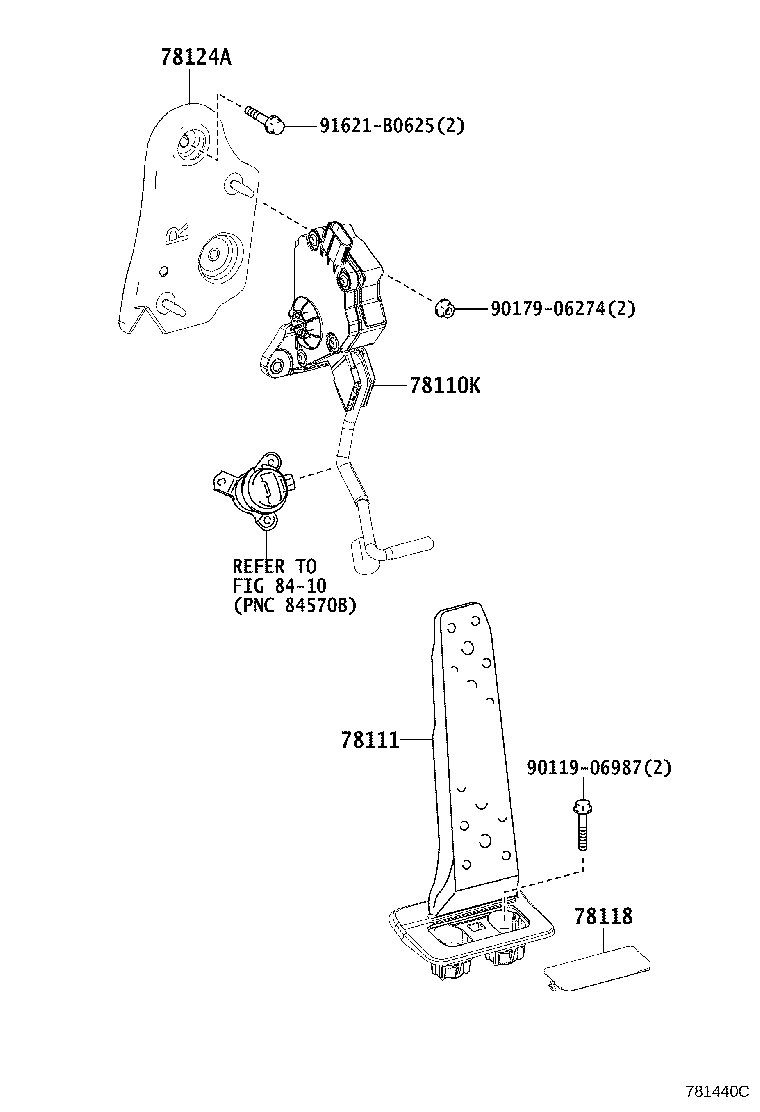 78124-30130 BRACKET, ACCELERATOR PEDAL ROD product image