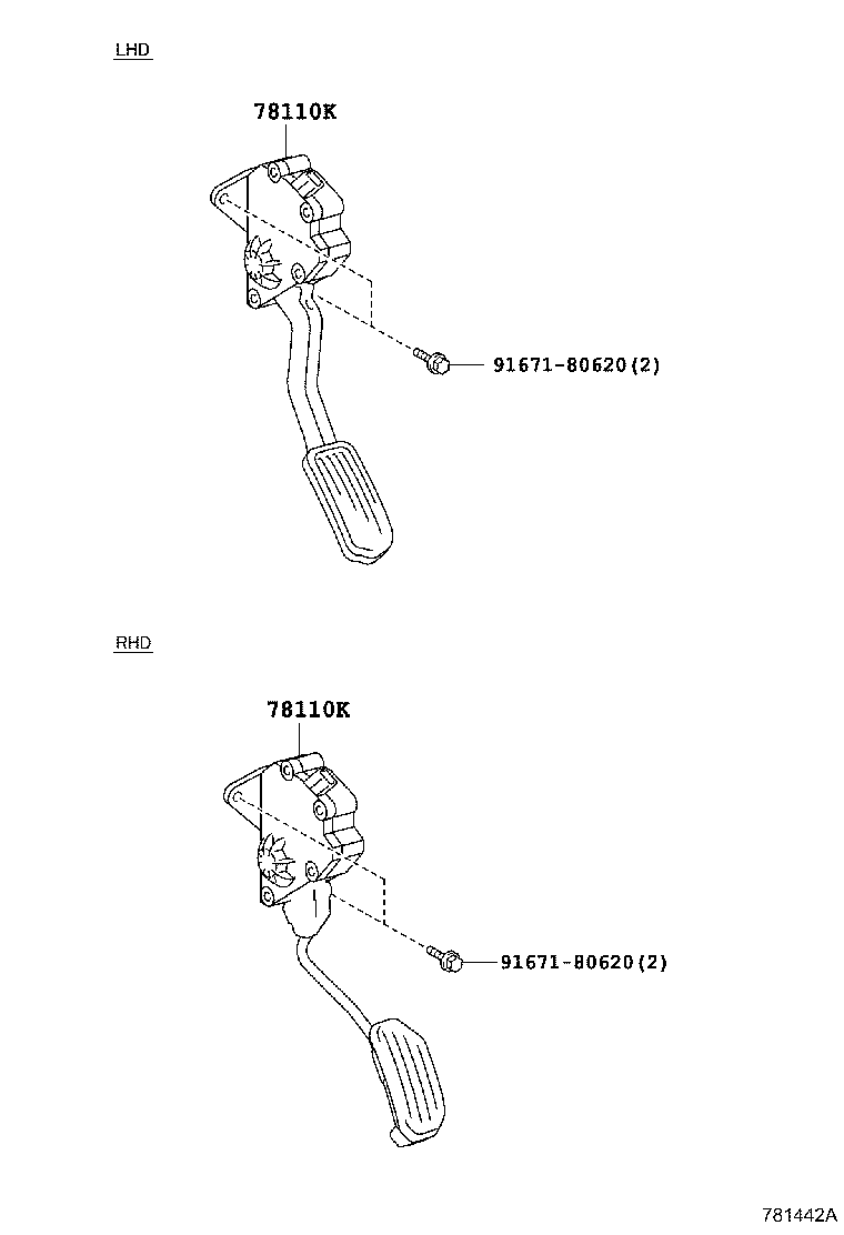 78110-02270 SENSOR ASSY, ACCELERATOR PEDAL product image
