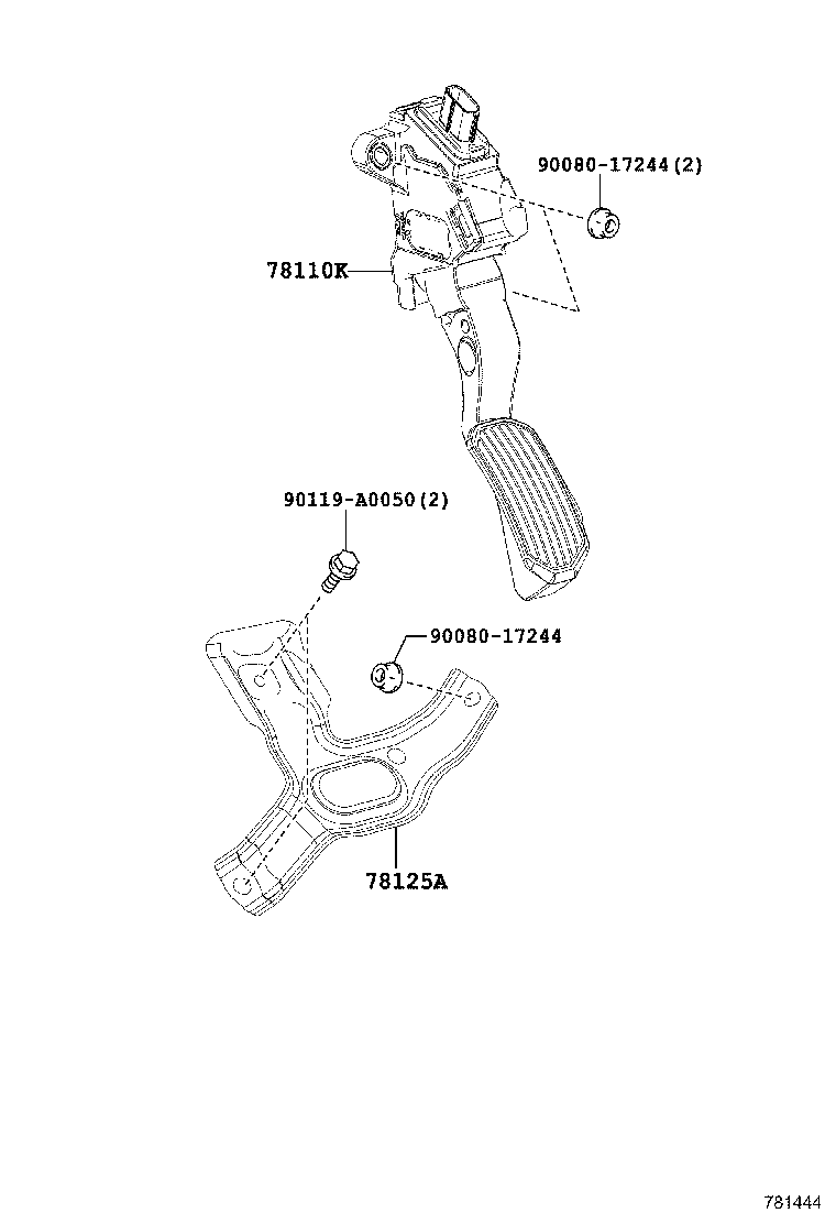 78124-0E010 BRACKET, ACCELERATOR PEDAL ROD product image