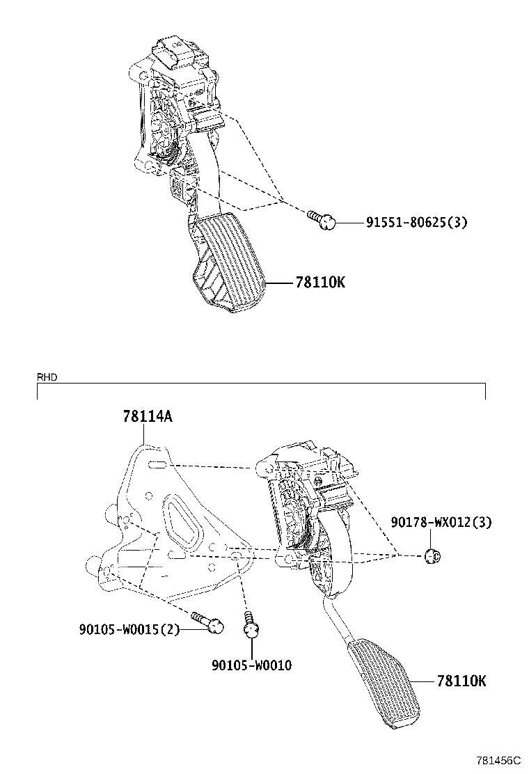 78110-0H050 SENSOR ASSY, ACCELERATOR PEDAL product image
