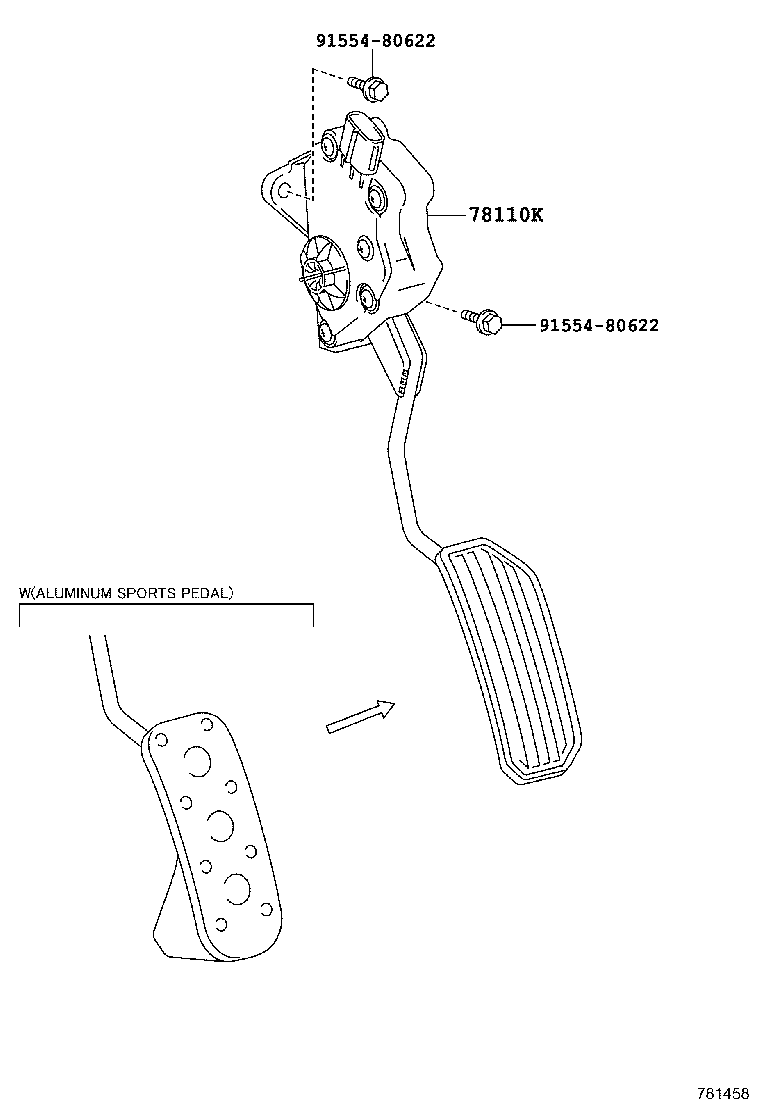 78110-76011 SENSOR ASSY, ACCELERATOR PEDAL product image