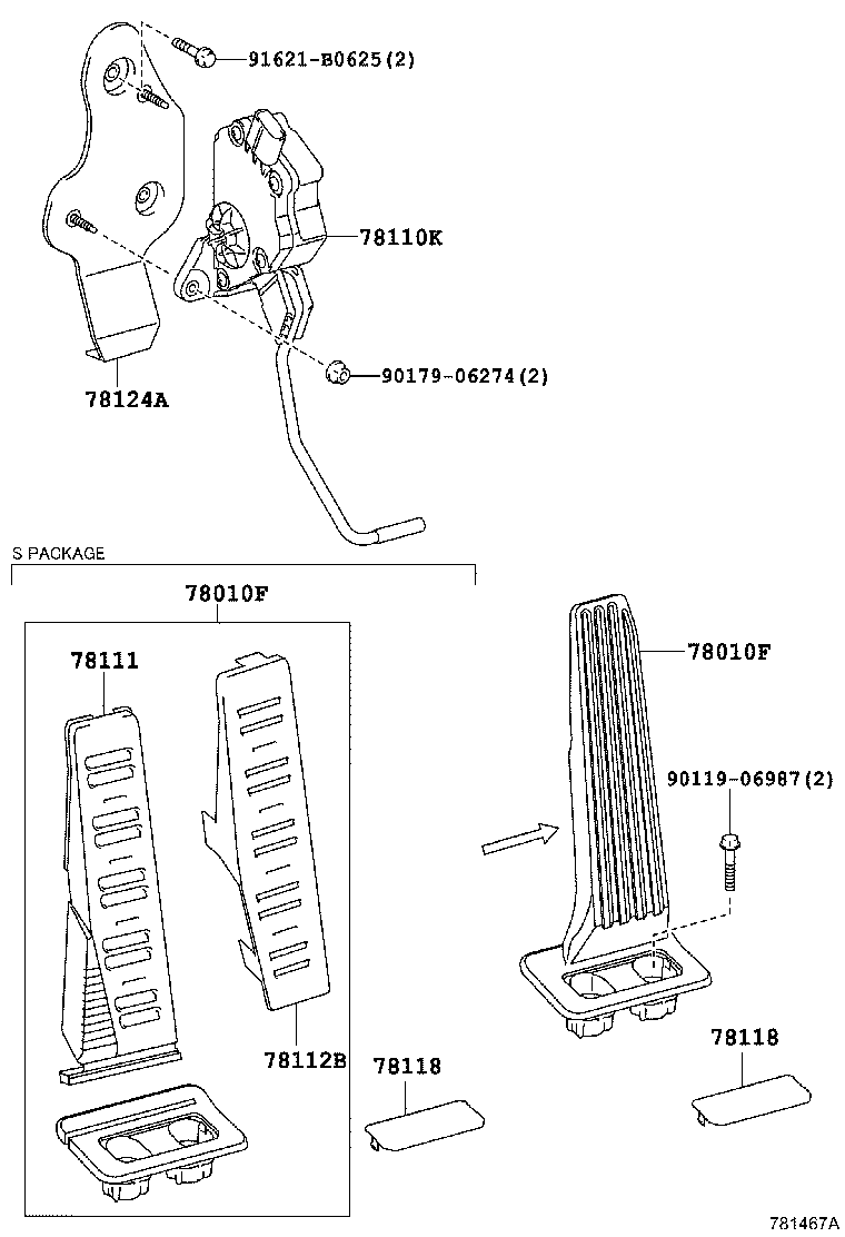 78124-30120 BRACKET, ACCELERATOR PEDAL ROD product image