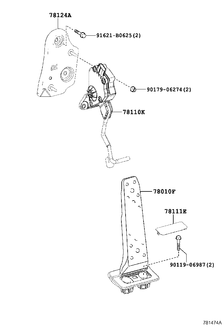 78101-30061 PEDAL ASSY, ACCELERATOR product image