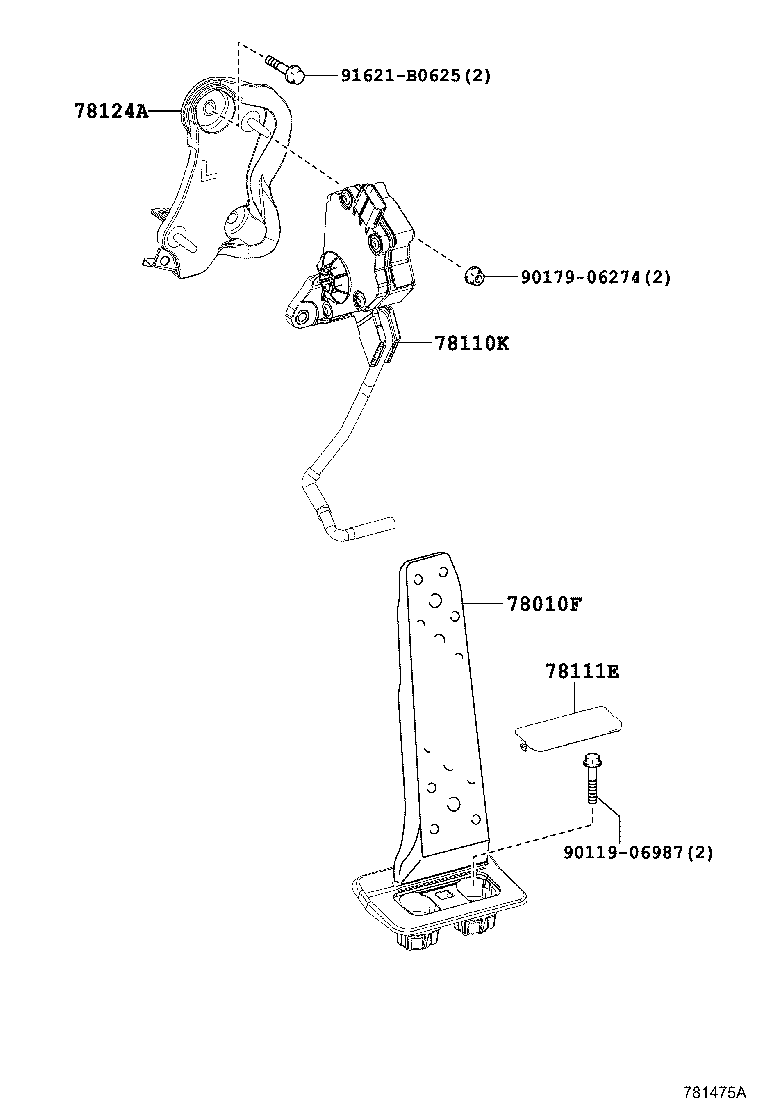 78101-30061 PEDAL ASSY, ACCELERATOR product image