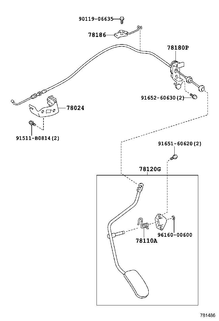 78183-42011 CLAMP, ACCELERATOR CONTROL CABLE product image