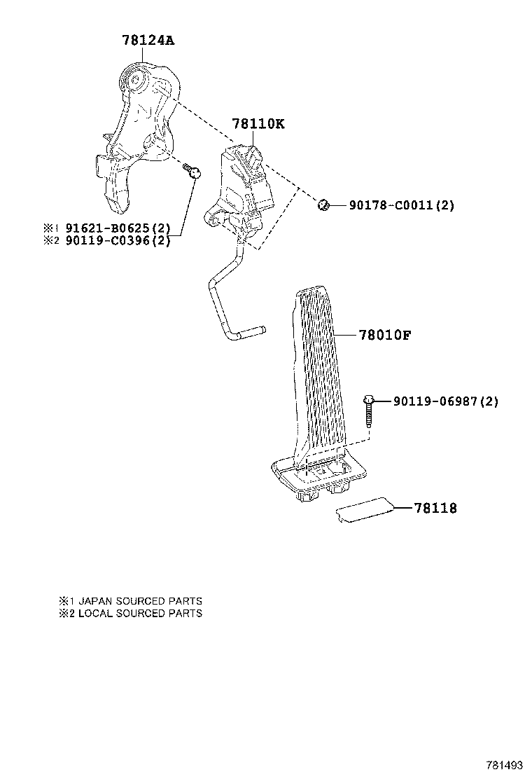 78110-0N010 SENSOR ASSY, ACCELERATOR PEDAL product image