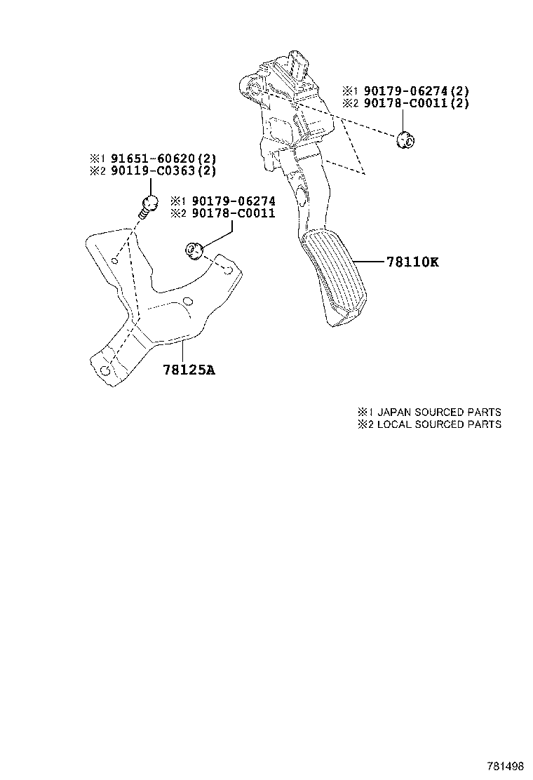 78110-0E020 SENSOR ASSY, ACCELERATOR PEDAL product image