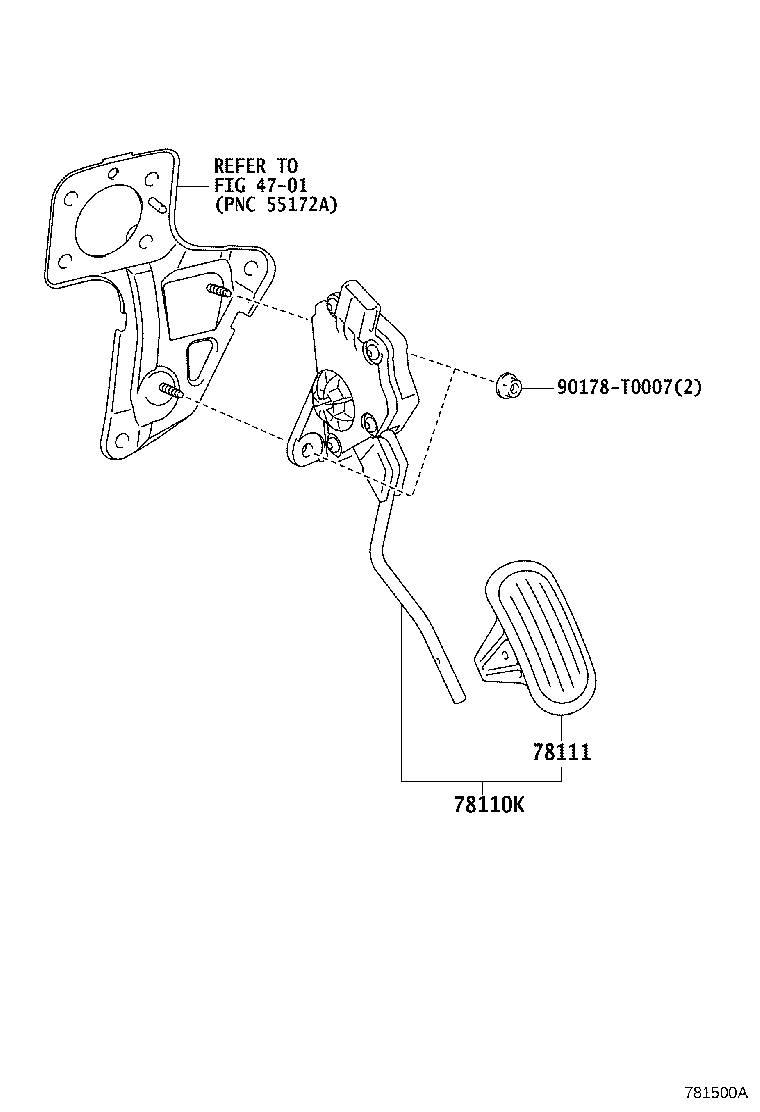 Toyota 78110-0K050 SENSOR ASSY, ACCELERATOR PEDAL