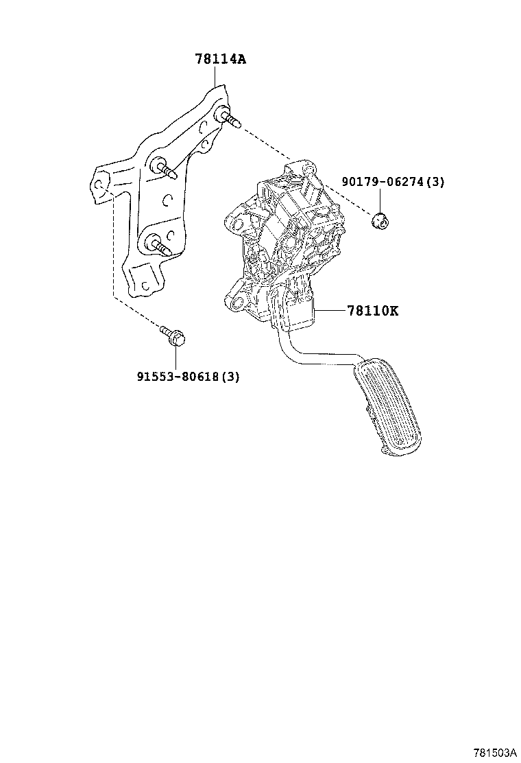 78114-52040 BRACKET, ACCELERATOR PEDAL SUPPORT product image