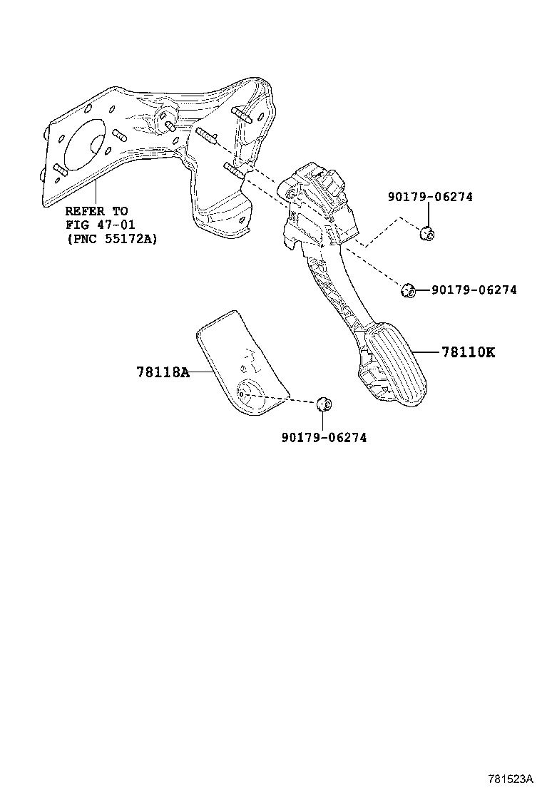 Toyota 78110-47030 SENSOR ASSY, ACCELERATOR PEDAL