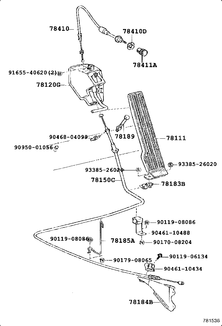 78150-37140 WIRE ASSY, ACCELERATOR FLEXIBLE product image