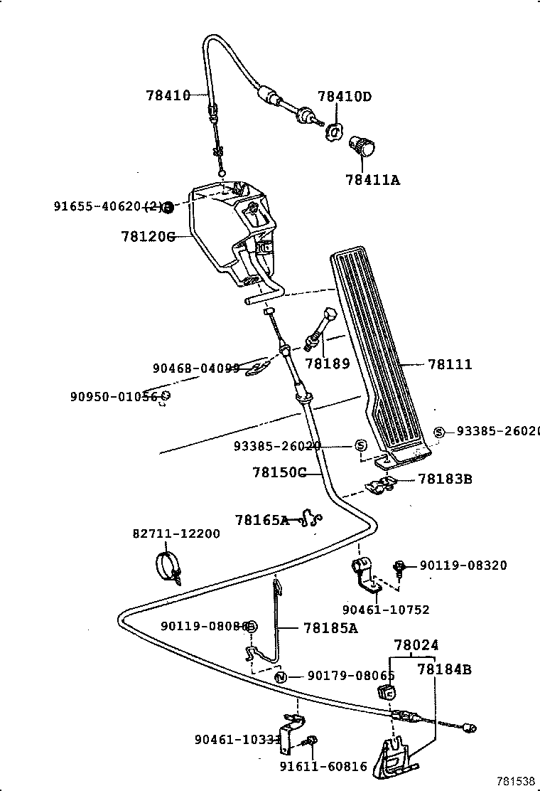 78150-37140 WIRE ASSY, ACCELERATOR FLEXIBLE product image
