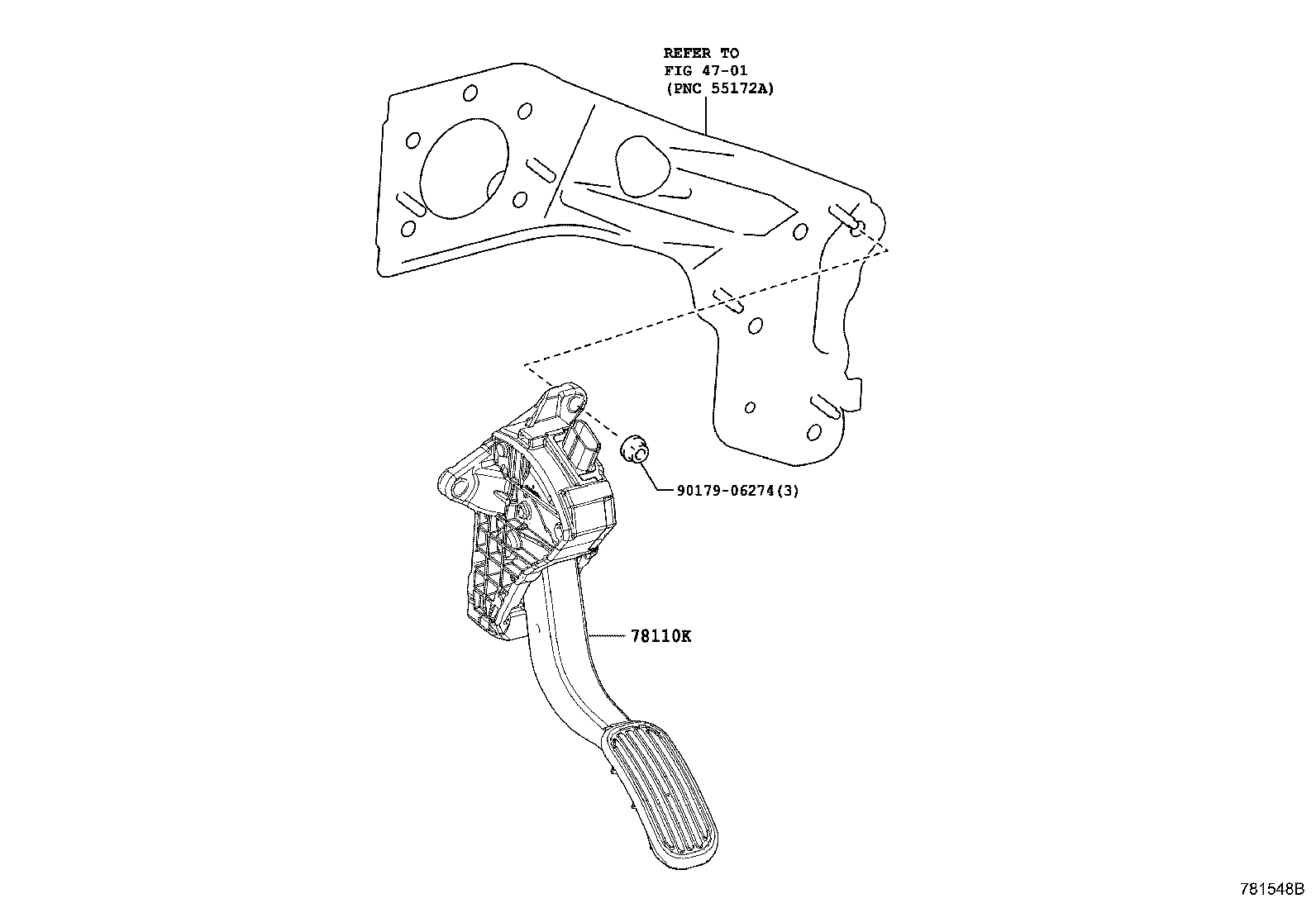 Toyota 78110-F4011 SENSOR ASSY, ACCELERATOR PEDAL