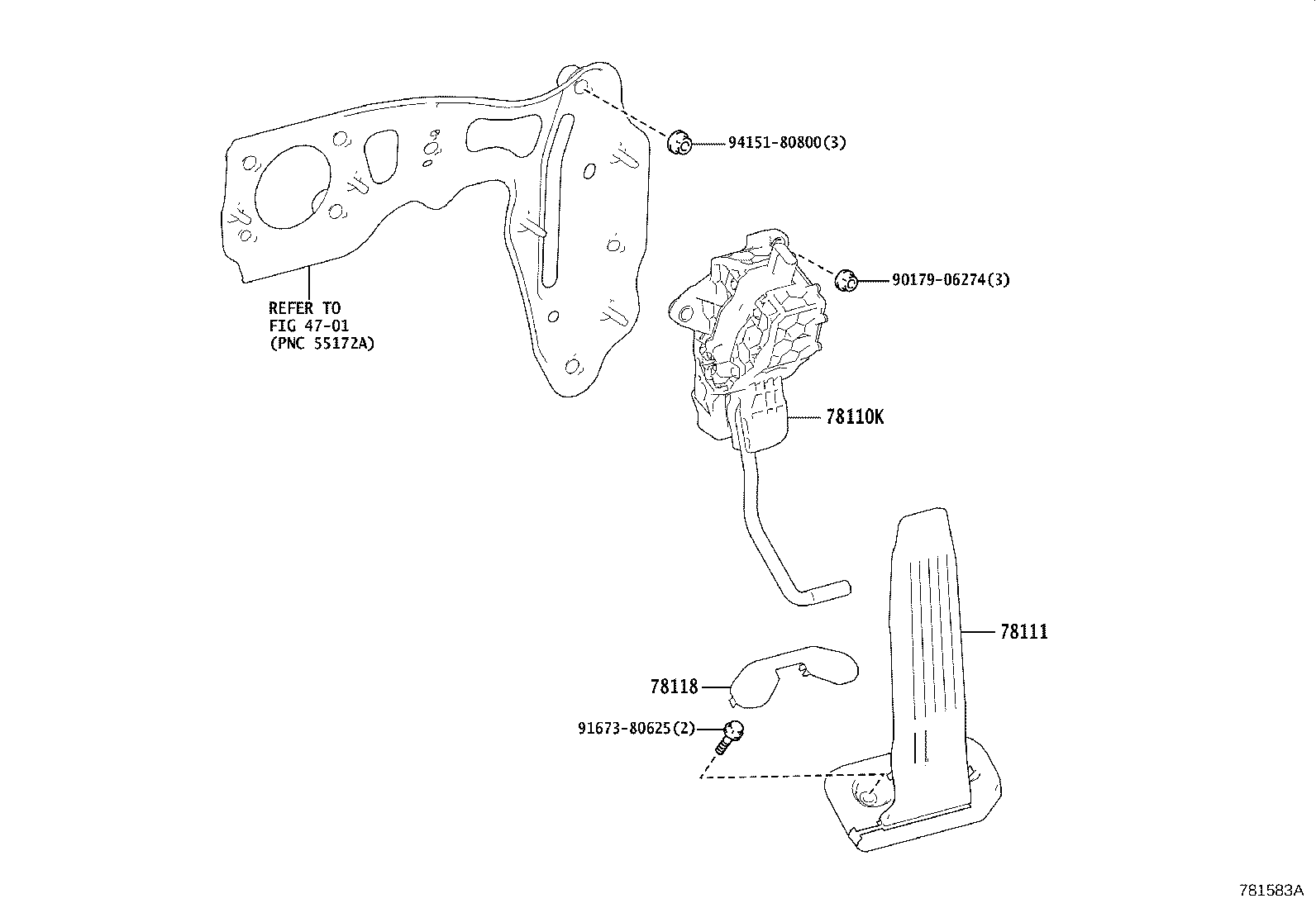 Toyota 78101-11010 PEDAL, ACCELERATOR