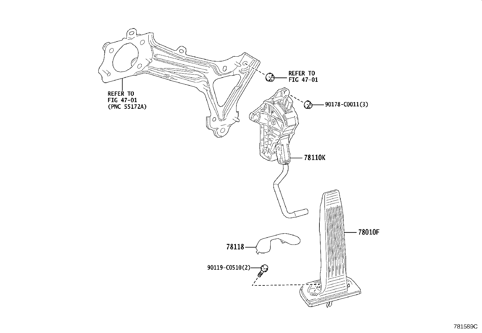 78110-06171 SENSOR ASSY, ACCELERATOR PEDAL product image