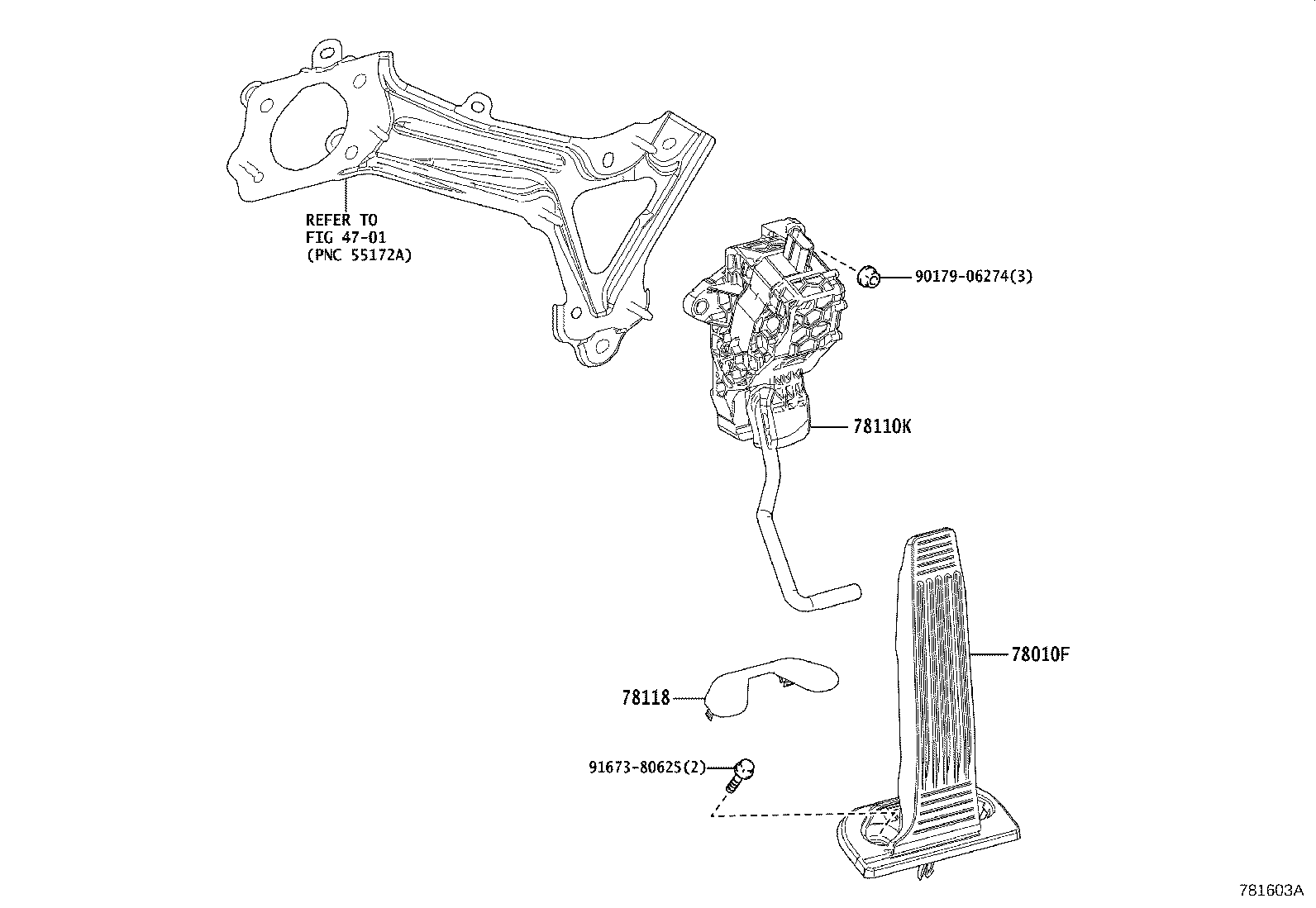 Toyota 78101-33061 PEDAL ASSY, ACCELERATOR