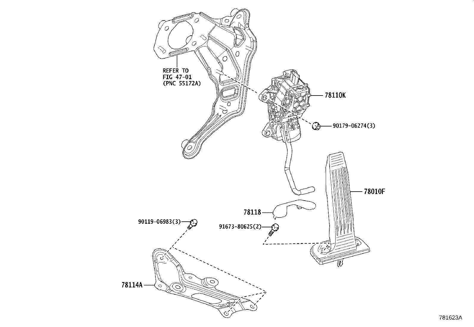 Toyota 78110-33140 SENSOR ASSY, ACCELERATOR PEDAL