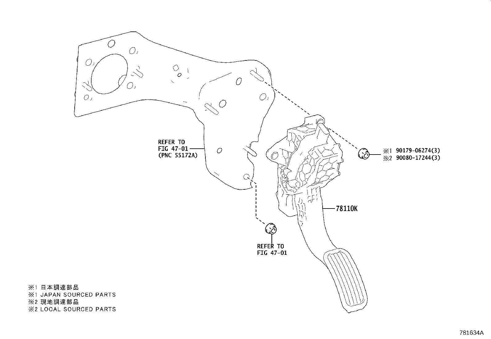 Toyota 78110-02220 SENSOR ASSY, ACCELERATOR PEDAL
