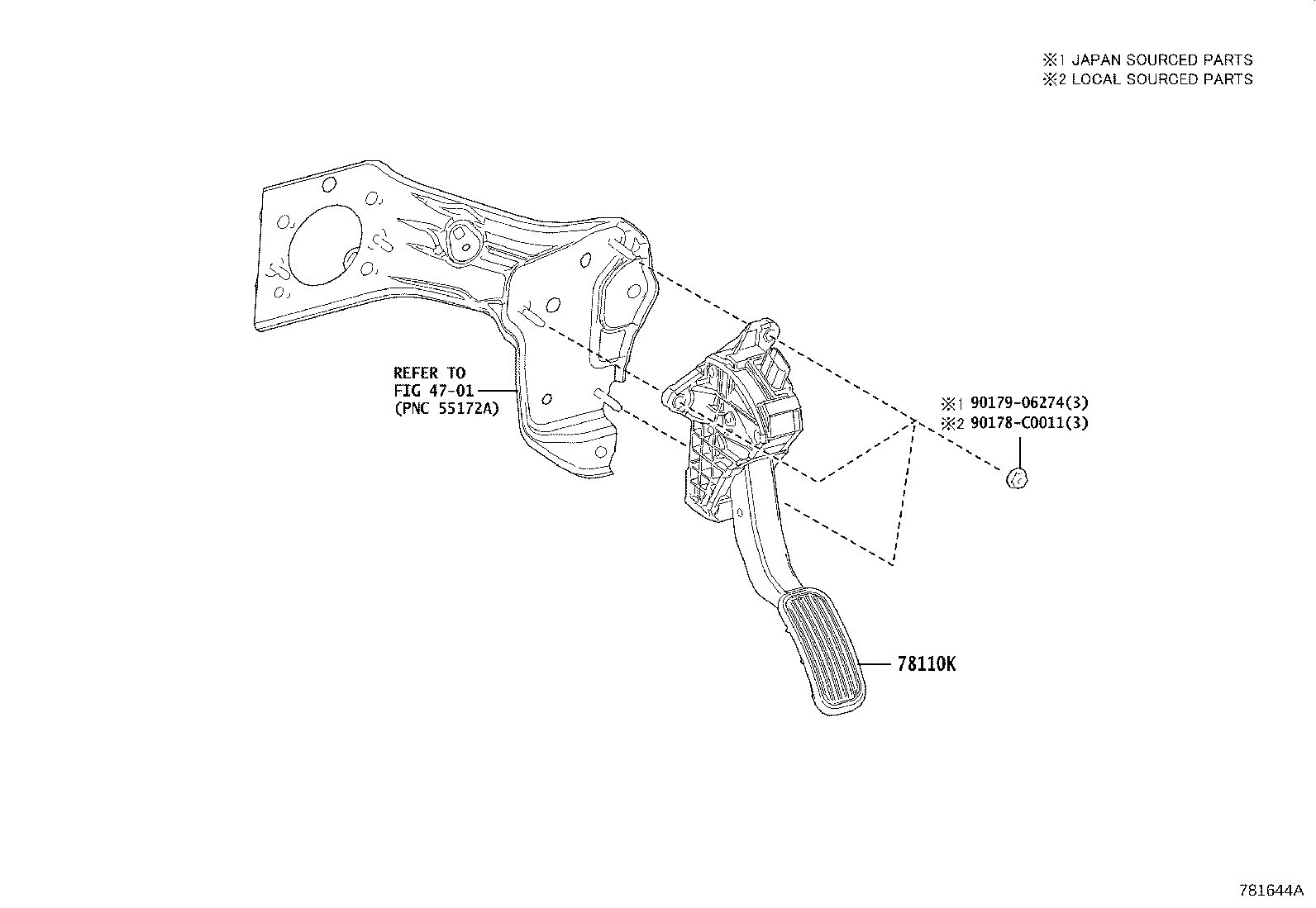 78110-02280 SENSOR ASSY, ACCELERATOR PEDAL product image