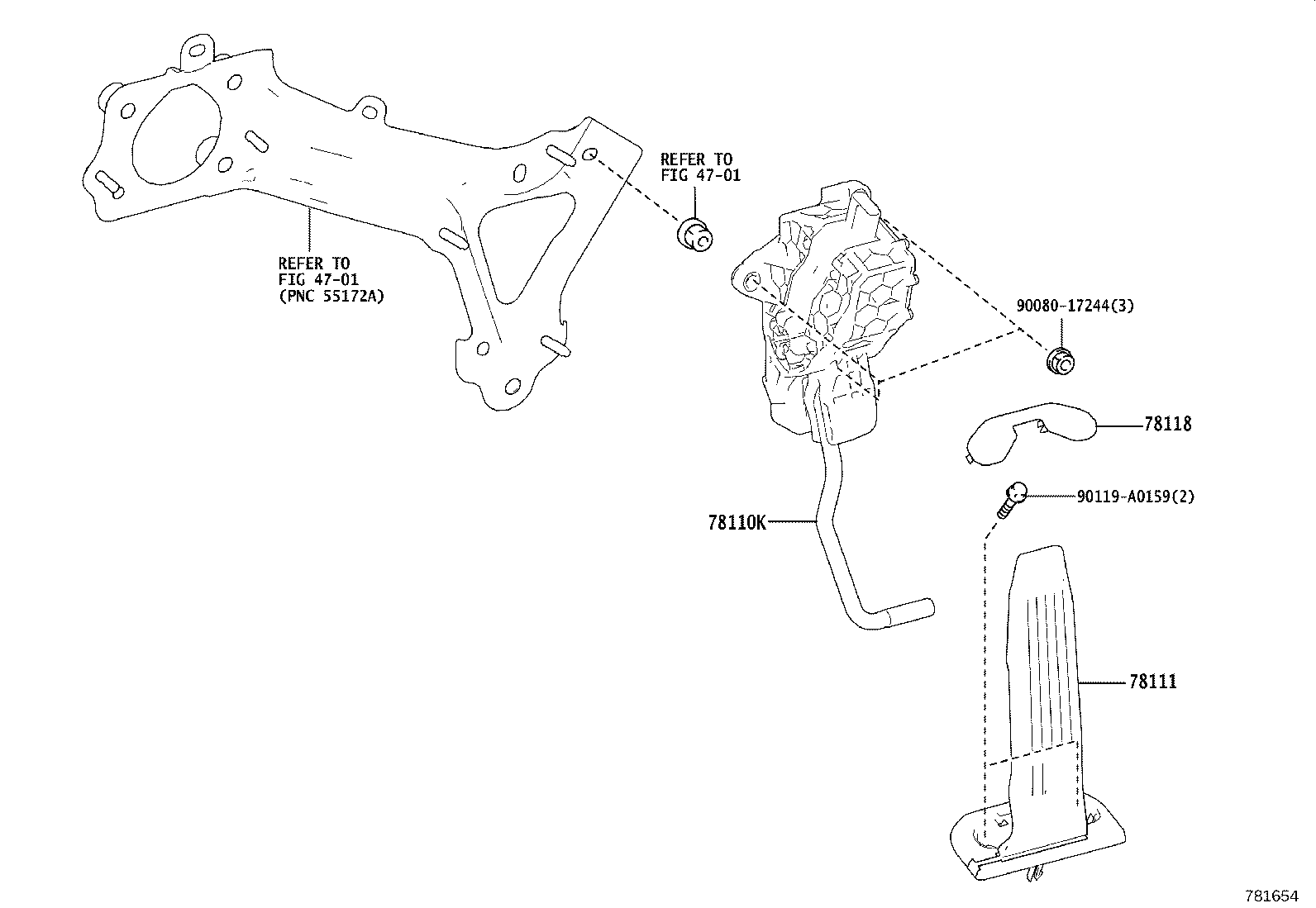 78110-0E040 SENSOR ASSY, ACCELERATOR PEDAL product image