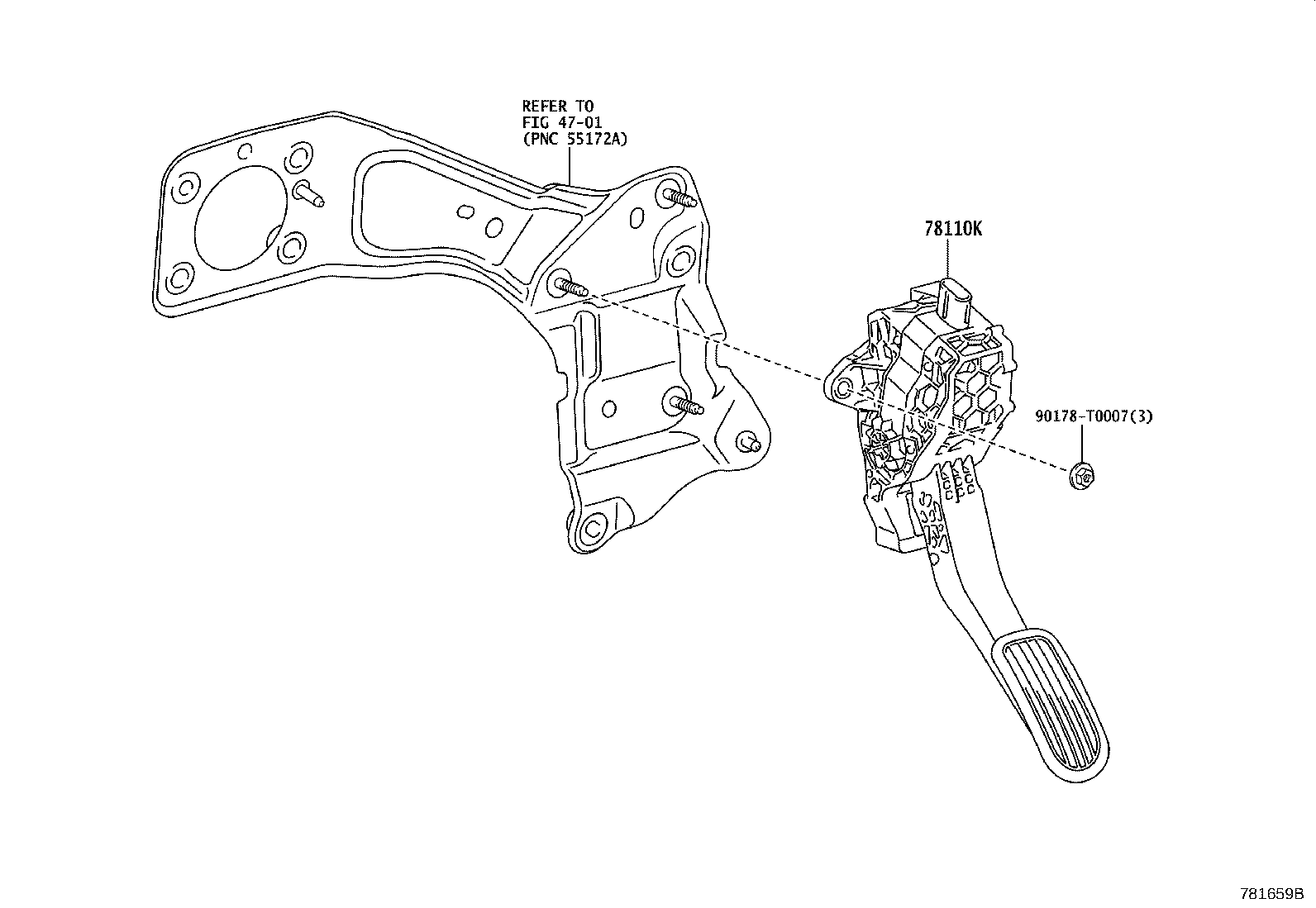 Toyota 78110-KK010 SENSOR ASSY, ACCELERATOR PEDAL