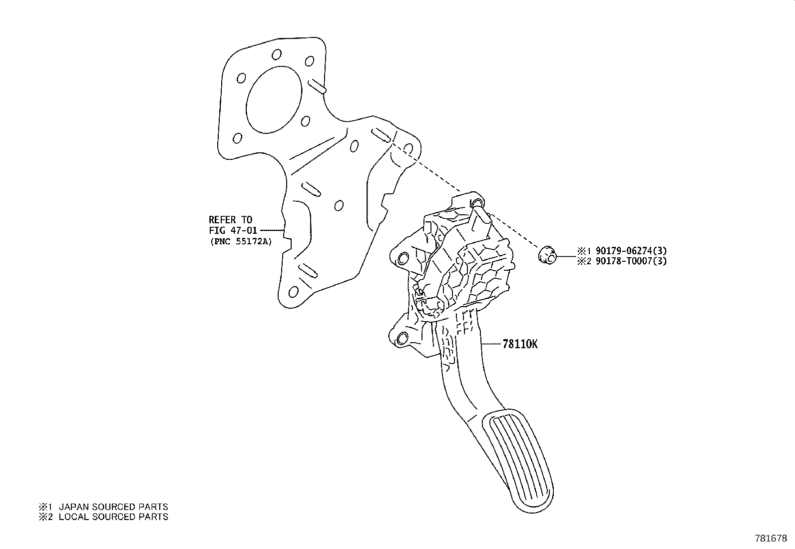 78110-0K010 SENSOR ASSY, ACCELERATOR PEDAL product image