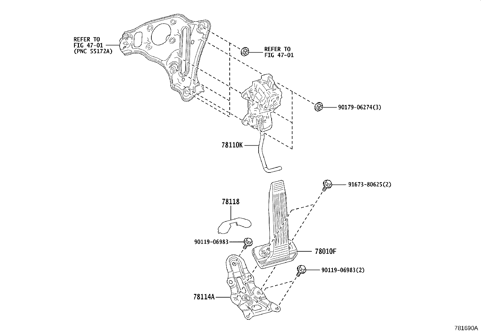78114-11010 BRACKET, ACCELERATOR PEDAL SUPPORT product image