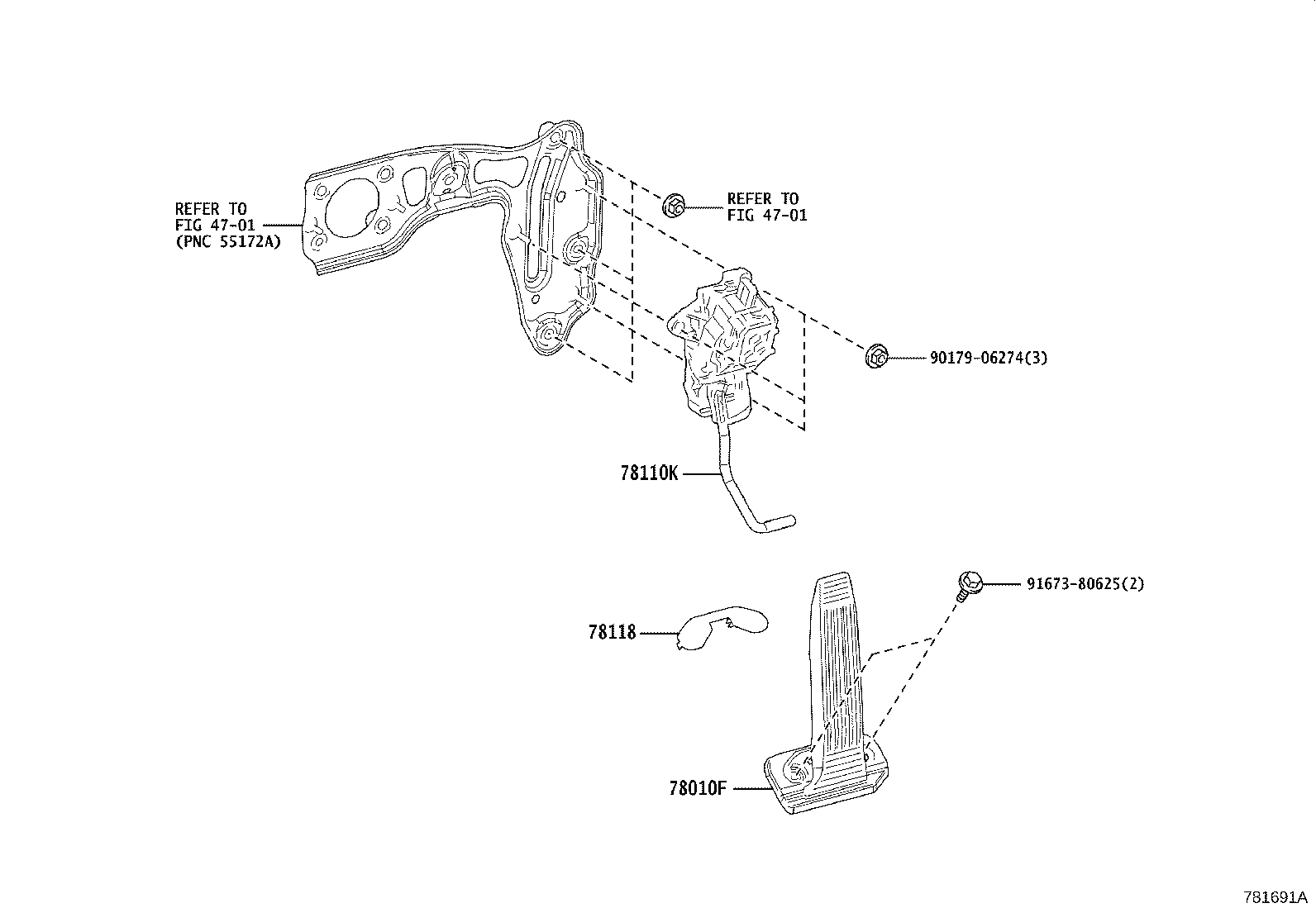 Toyota 78101-50050 PEDAL ASSY, ACCELERATOR