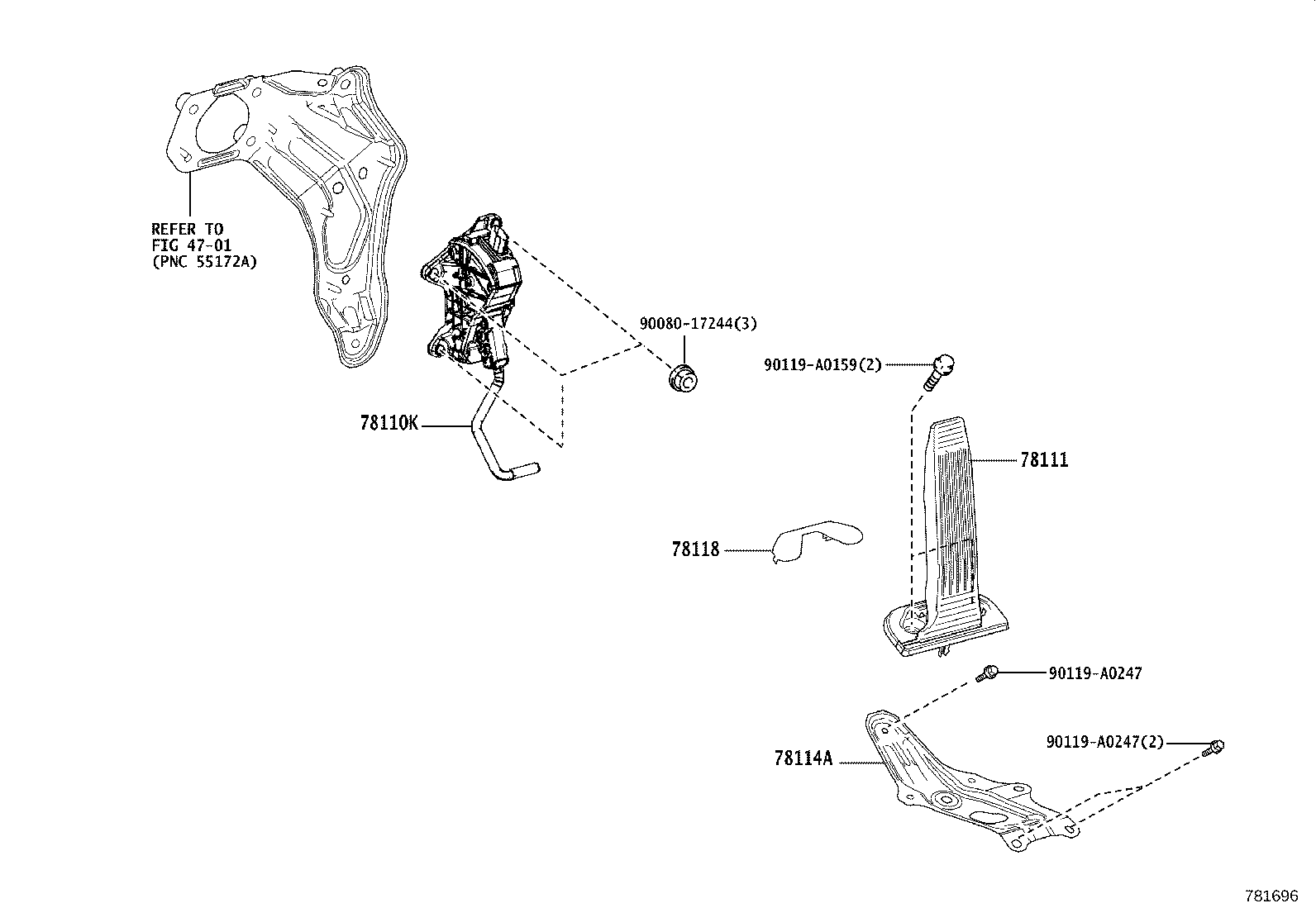 78110-0E040 SENSOR ASSY, ACCELERATOR PEDAL product image