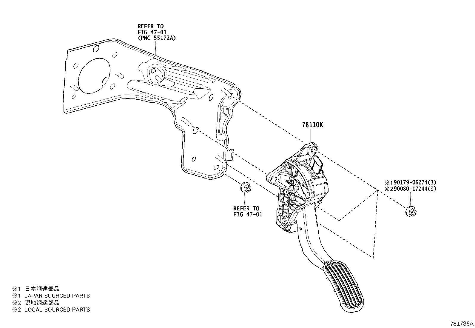 Toyota 78110-0A010 SENSOR ASSY, ACCELERATOR PEDAL