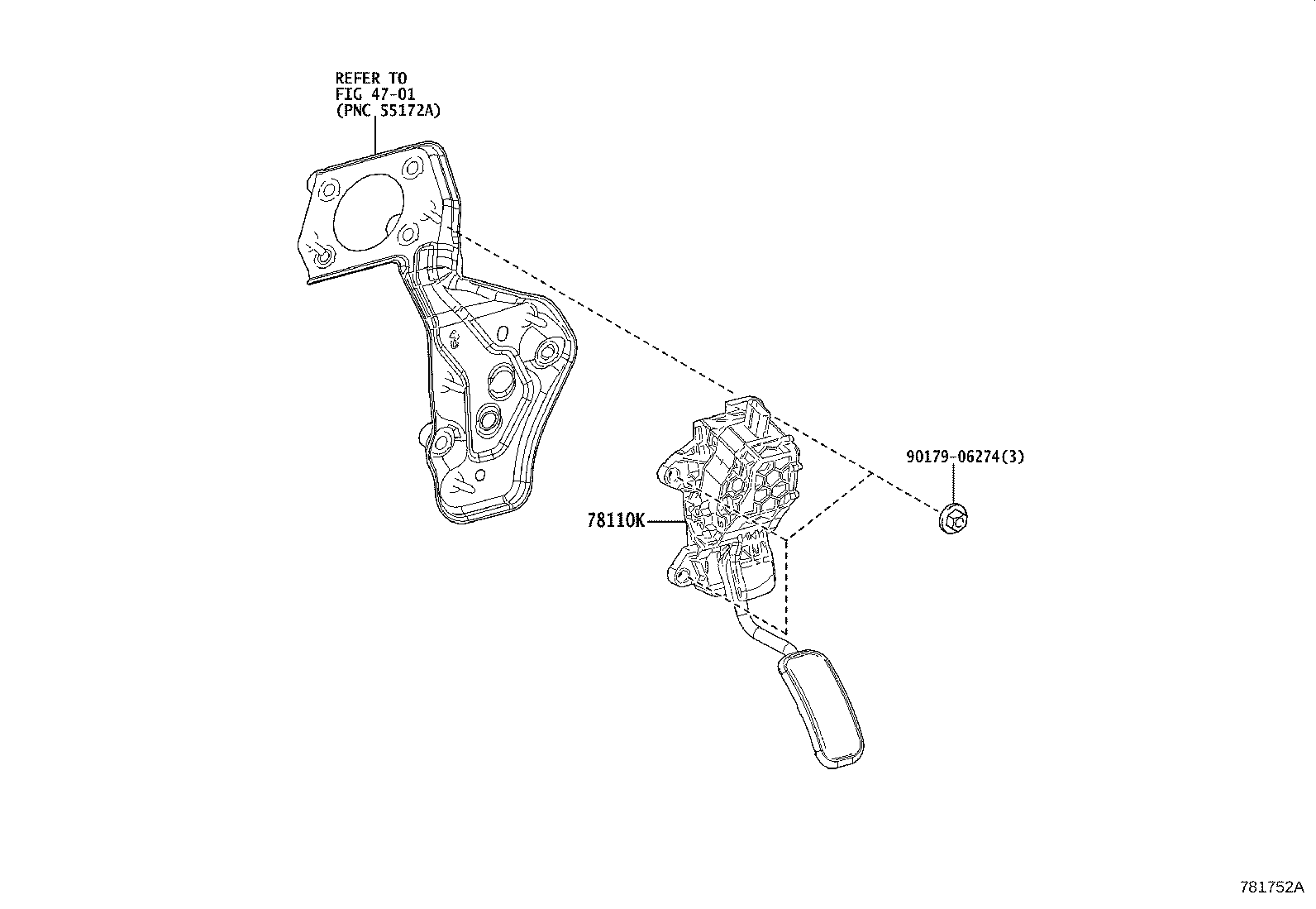 Toyota 78110-60230 SENSOR ASSY, ACCELERATOR PEDAL