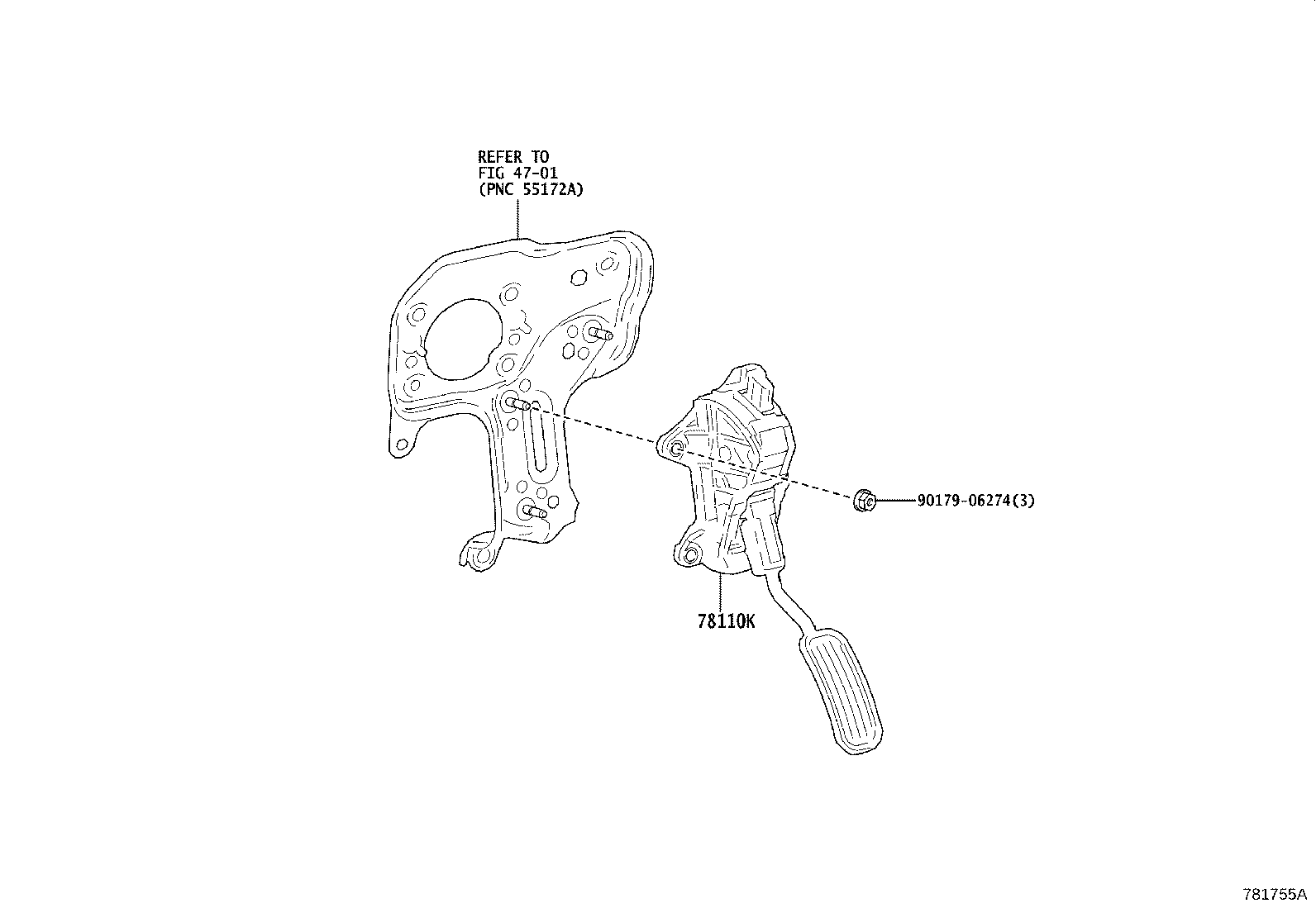 78110-0D280 SENSOR ASSY, ACCELERATOR PEDAL product image