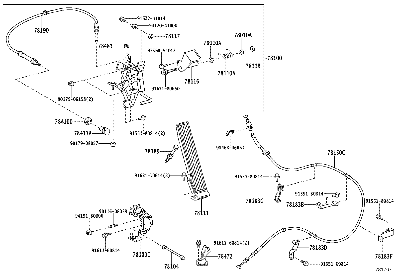78150-25210 WIRE ASSY, ACCELERATOR FLEXIBLE product image