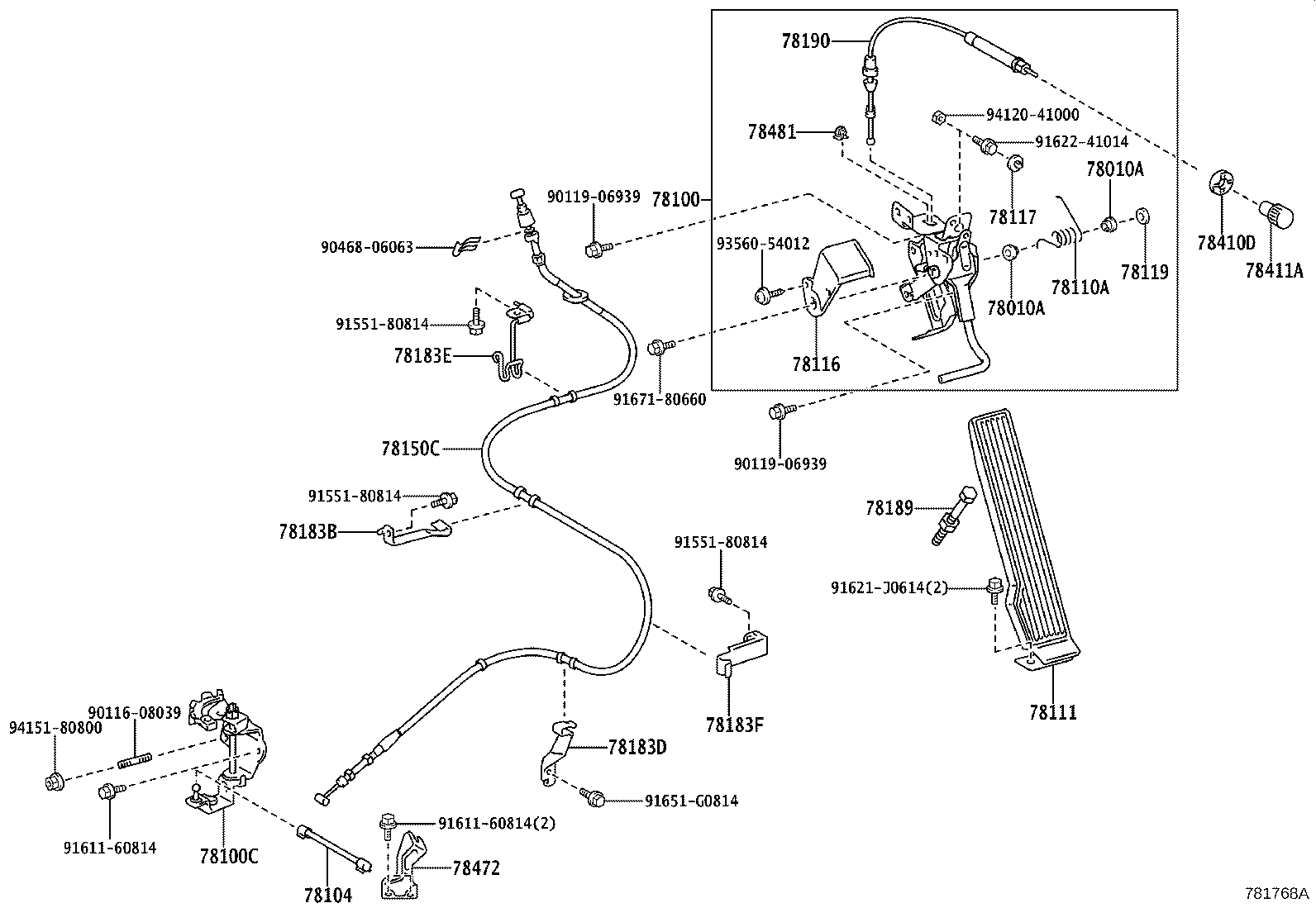 78150-25210 WIRE ASSY, ACCELERATOR FLEXIBLE product image