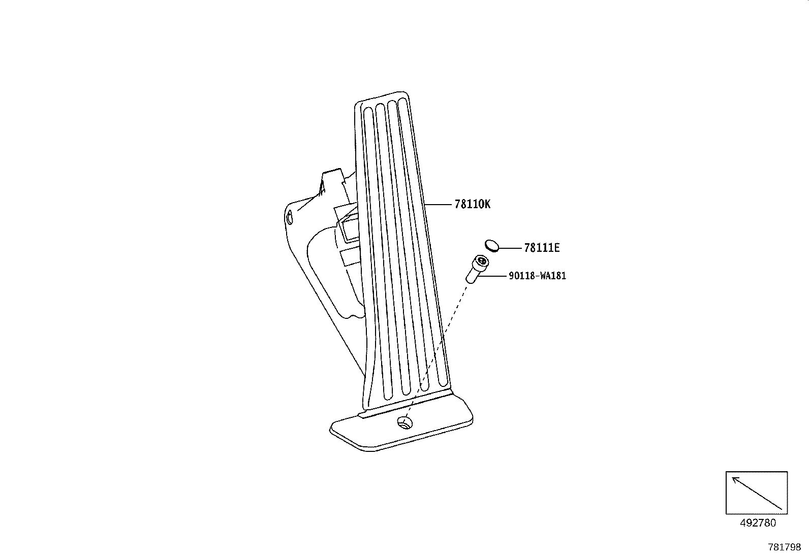 78101-WAA06 SENSOR ASSY, ACCELERATOR PEDAL product image