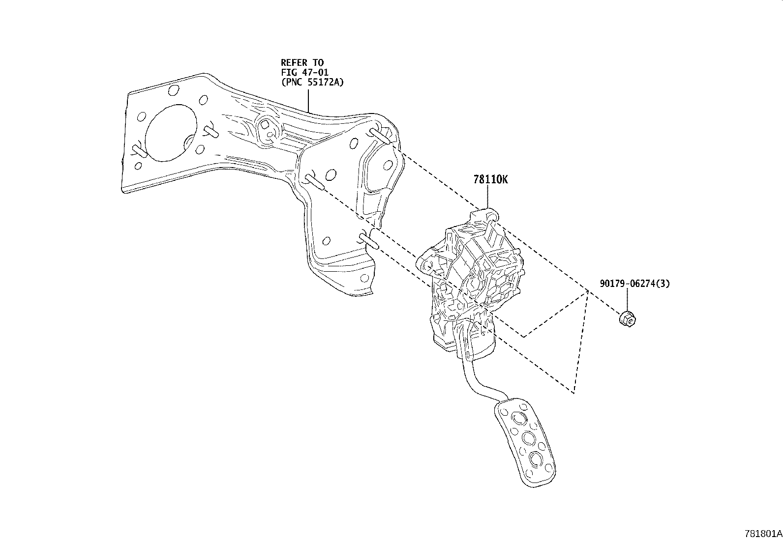 Toyota 78110-12150 SENSOR ASSY, ACCELERATOR PEDAL