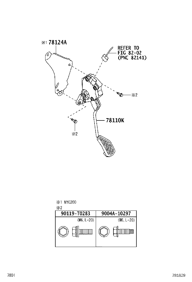 78124-BZ310 BRACKET, ACCELERATOR PEDAL ROD product image