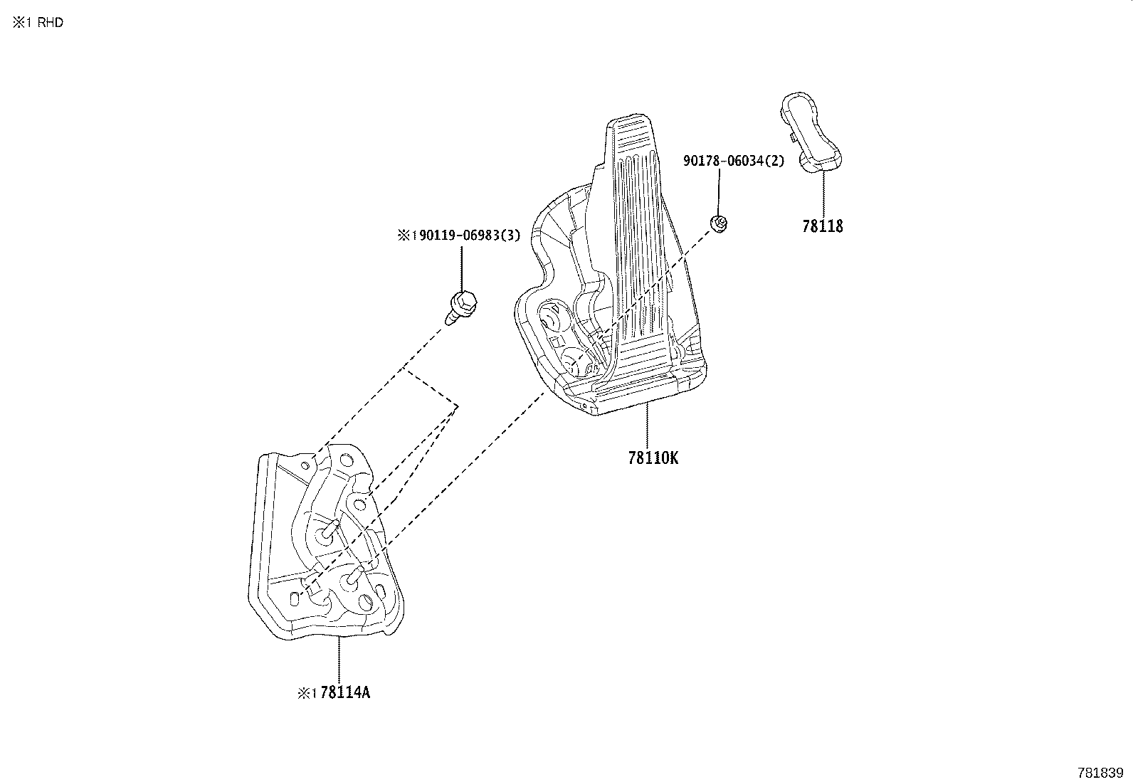 78114-V2011 BRACKET, ACCELERATOR PEDAL SUPPORT product image