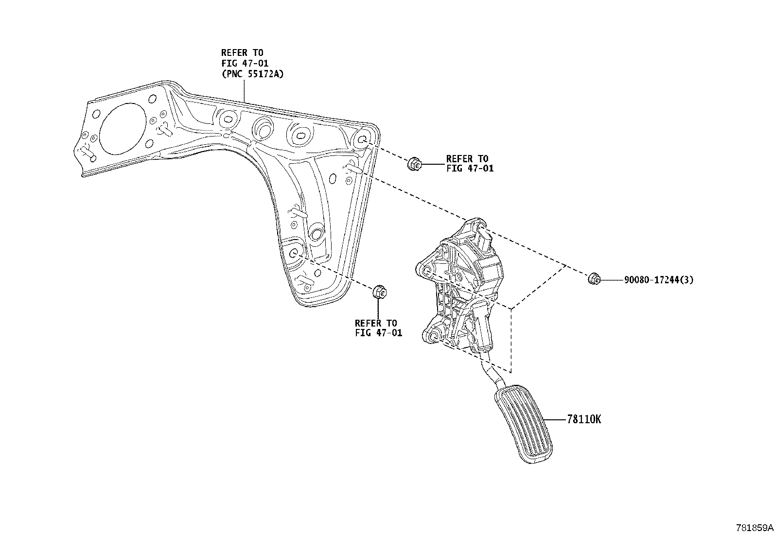 Toyota 78110-0C040 SENSOR ASSY, ACCELERATOR PEDAL