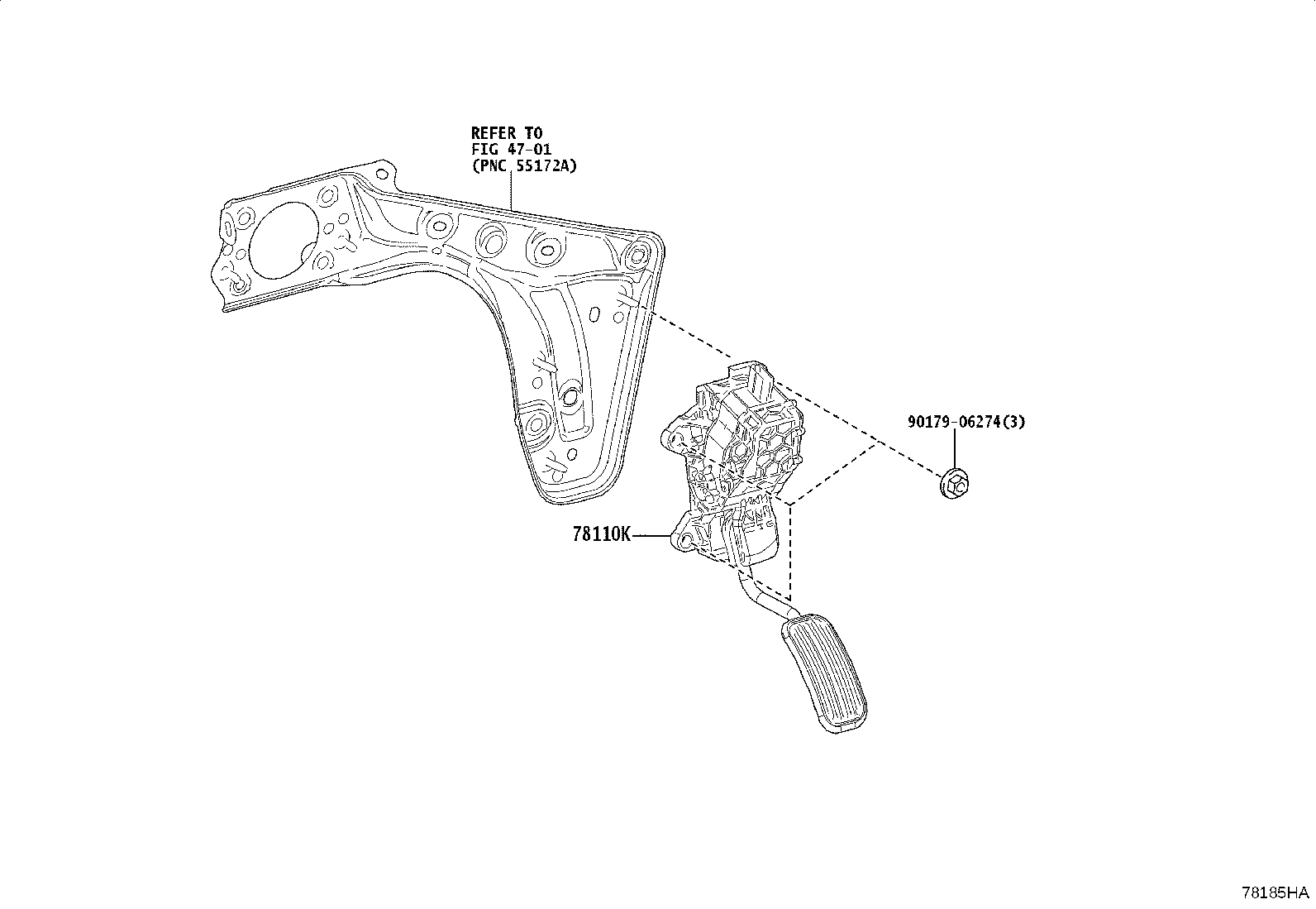 Toyota 78110-60220 SENSOR ASSY, ACCELERATOR PEDAL