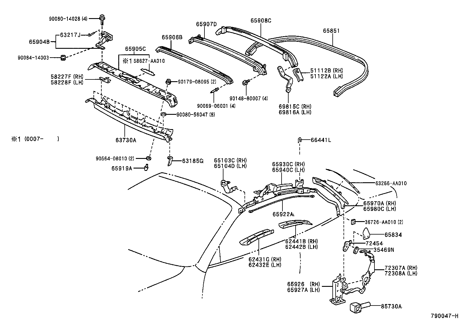 Toyota 62441-AA010 GARNISH, ROOF SIDE RAIL, NO.2 RH