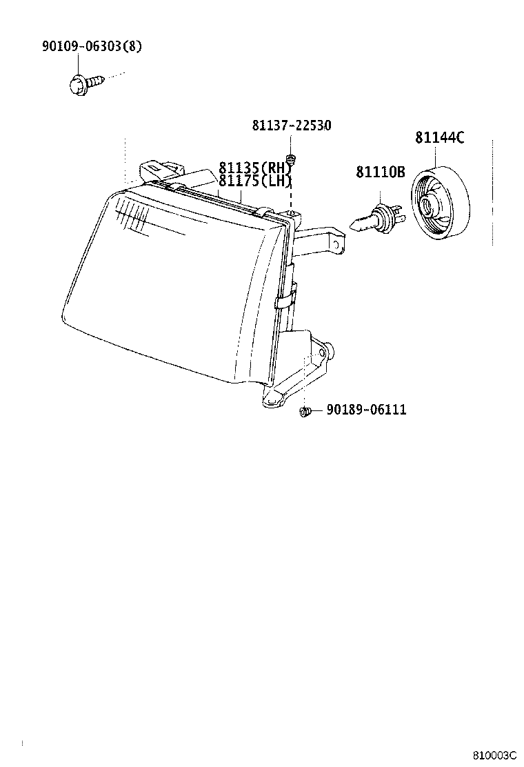 81110-60840 HEADLAMP ASSY, RH product image