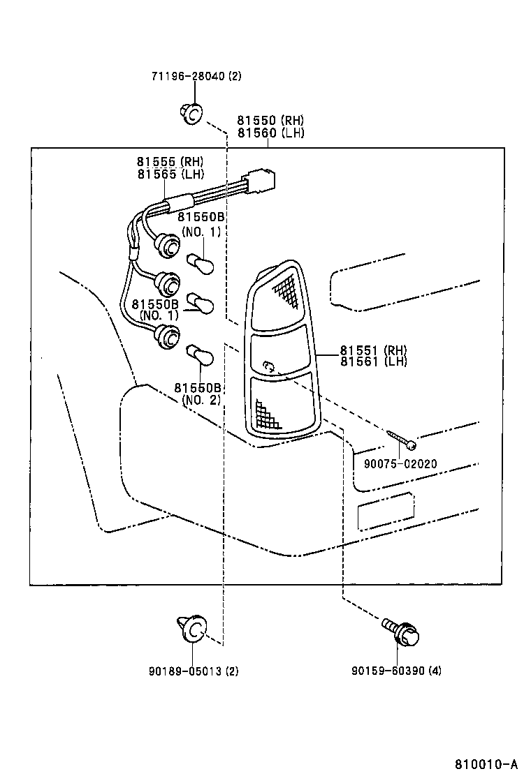 81550-60640 LAMP ASSY, REAR COMBINATION, RH product image