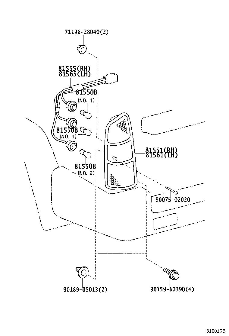 81550-60670 LAMP ASSY, REAR COMBINATION, RH product image
