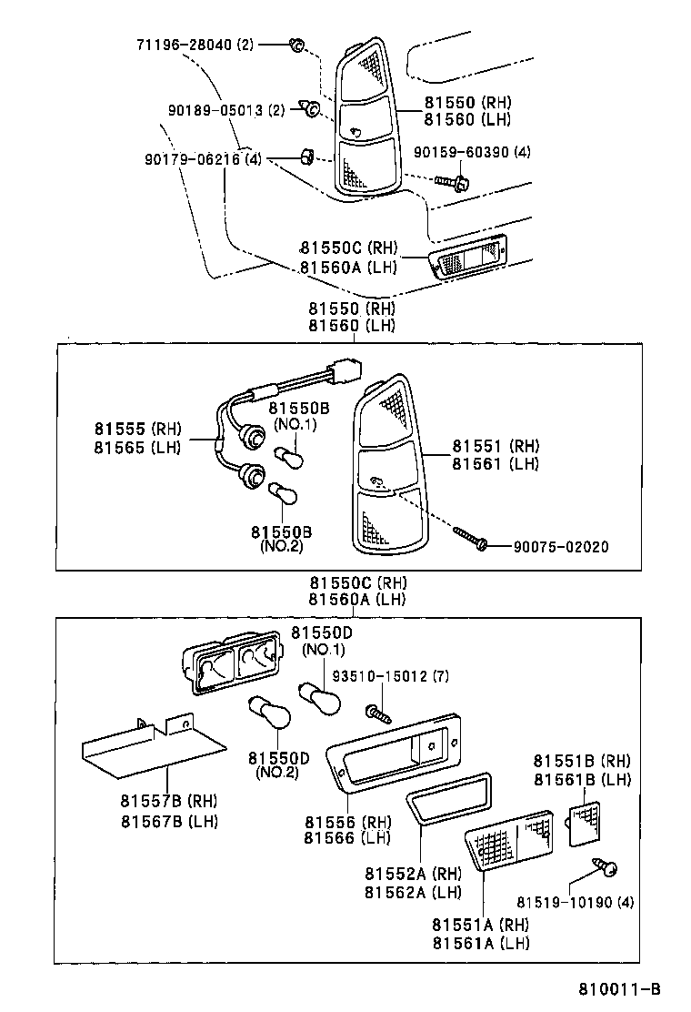 81550-60640 LAMP ASSY, REAR COMBINATION, RH product image