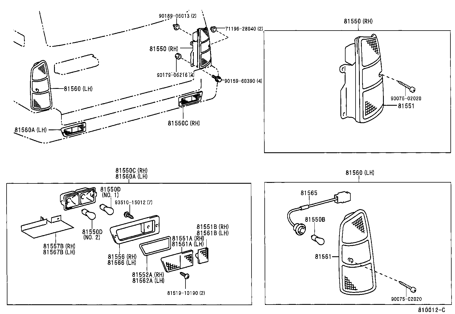 81550-60640 LAMP ASSY, REAR COMBINATION, RH product image