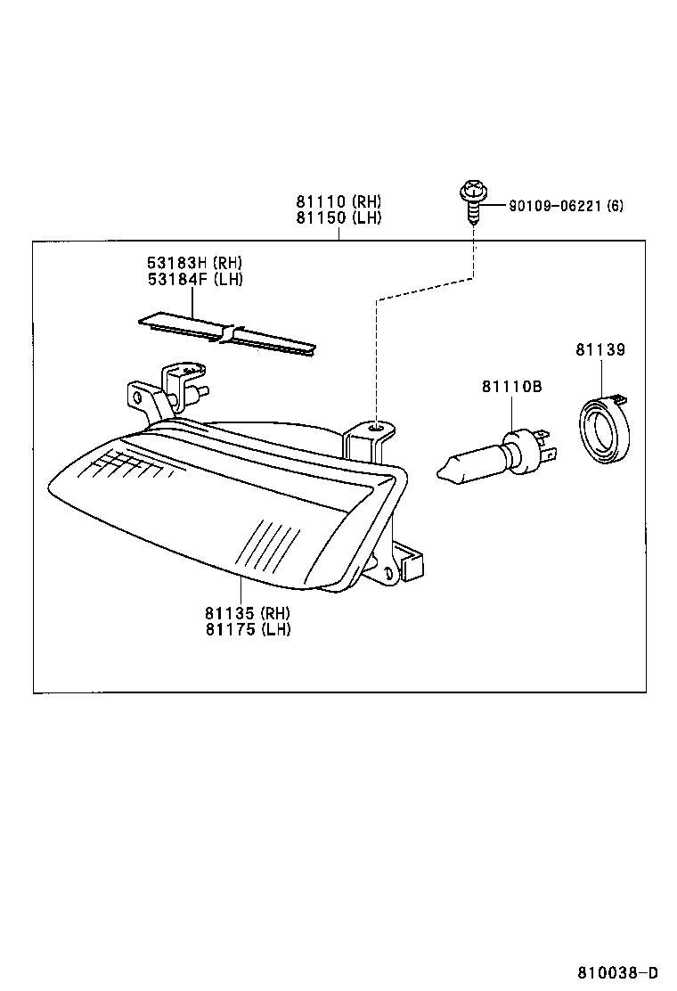 Toyota 81150-33350 HEADLAMP ASSY, LH